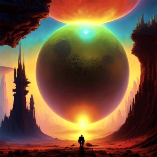 Steampunk Spacecraft on Martian Landscape with Nebula