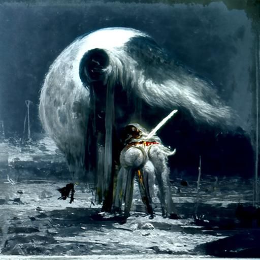 Rainbow Moon in Gothic Horror Style