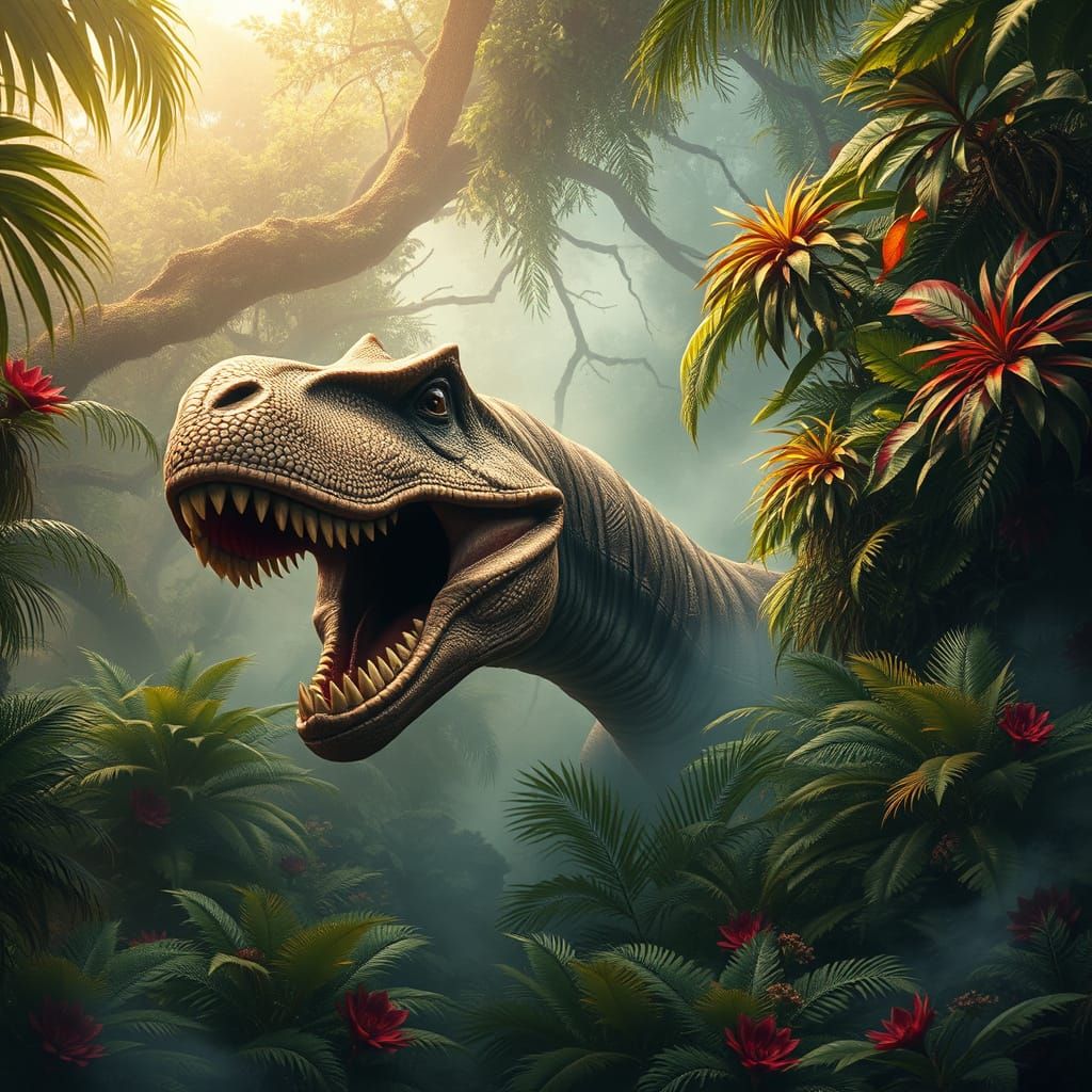 Dinosaur Emerges from Jurassic Jungle Canopy