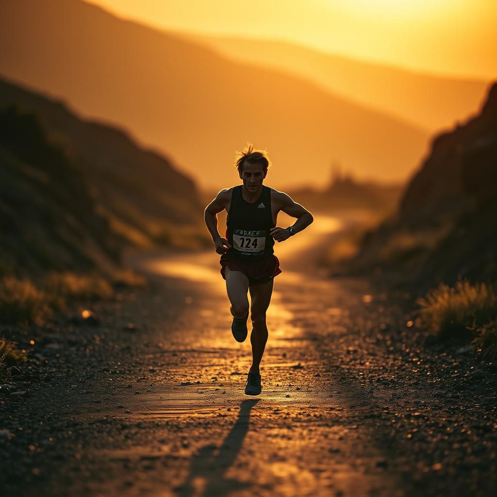 Runner in Golden Light: A Cinematic Film Still