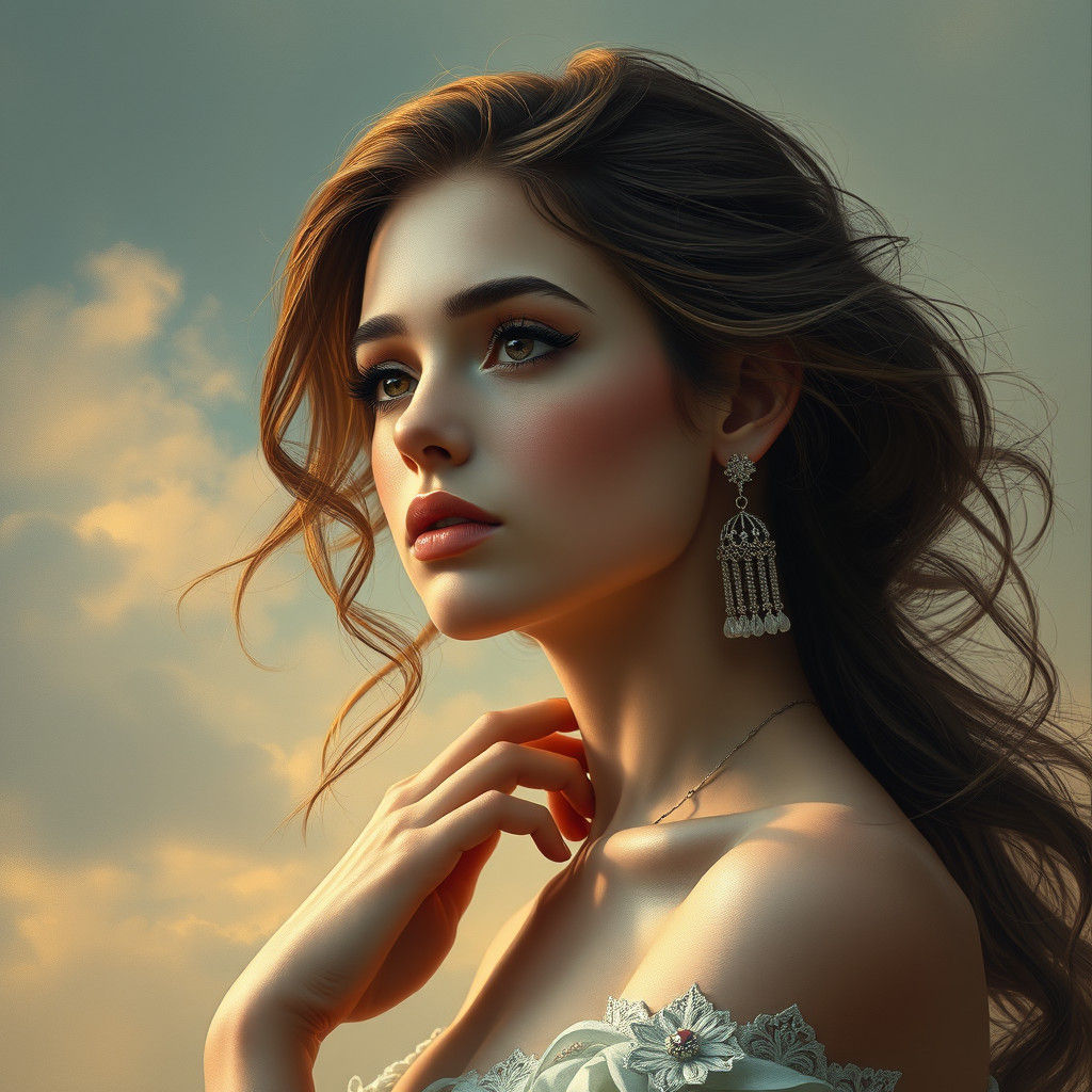 Elegant 19-Year-Old Girl in Realistic Digital Art