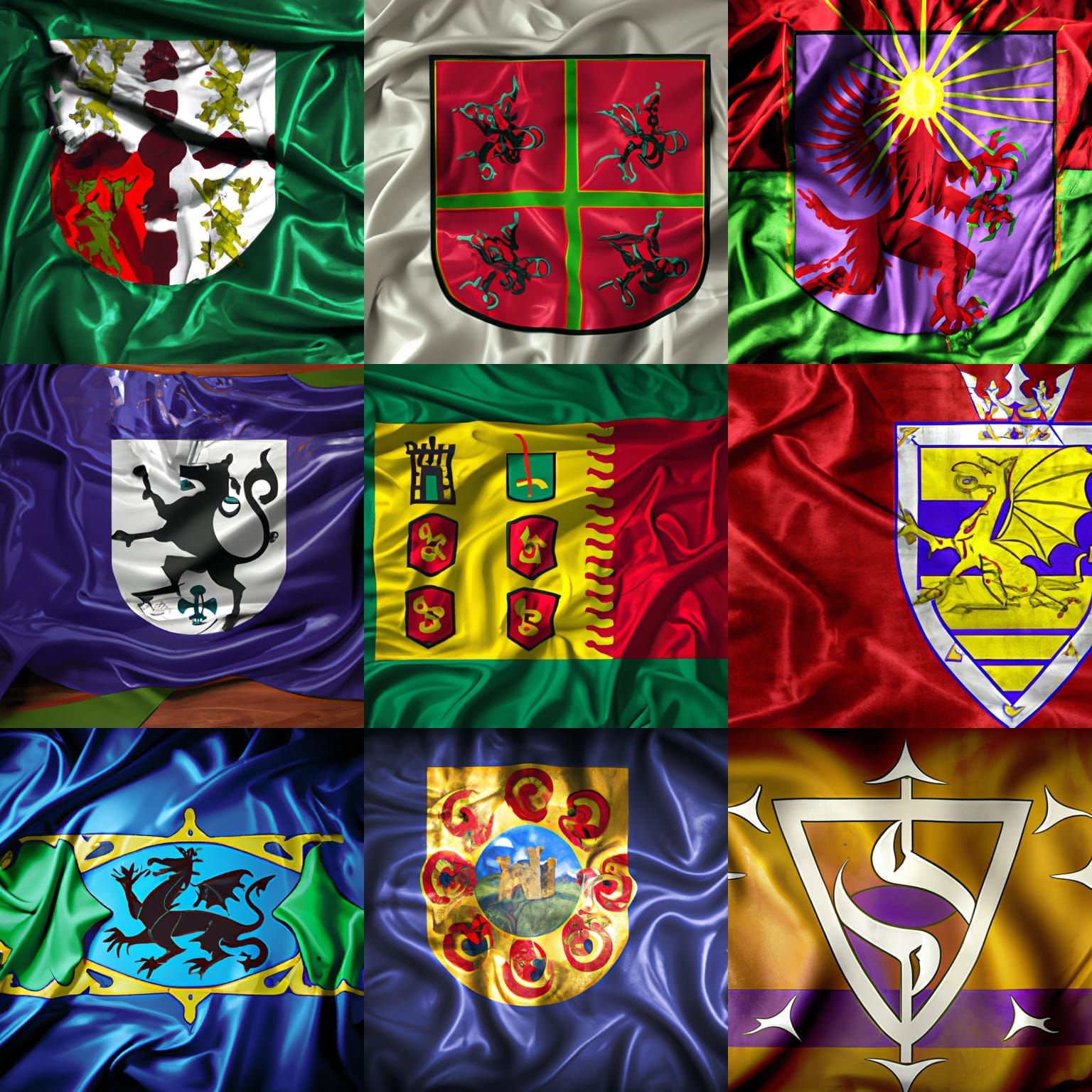 Fantasy Medieval State Flag with Magic and Tech