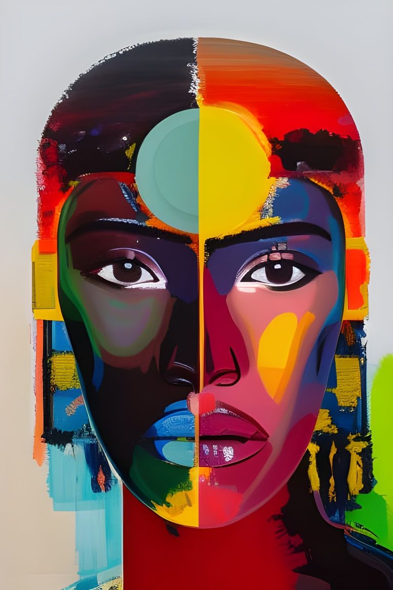 Abstract Portrait in Acrylic Pouring Style