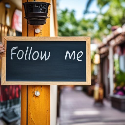 Follow Me Blackboard Sign in Bokeh