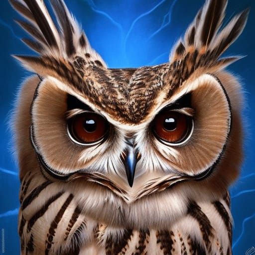 Pharaoh Eagle Owl in Comic Book Art Style