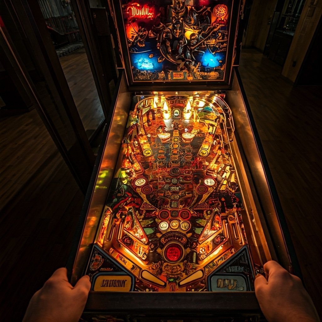 First Person View of 1980s Black Knight Pinball Machine in A...