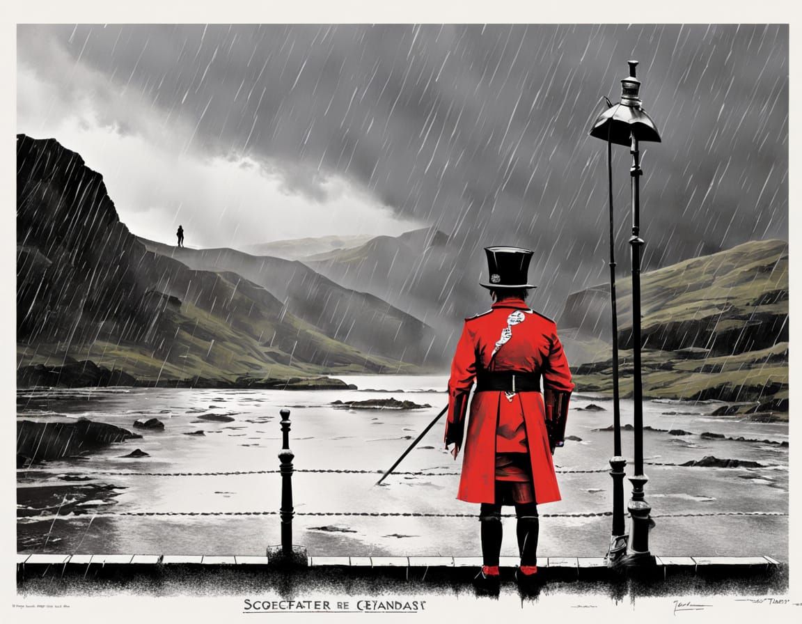 Beefeater in Scottish Highlands: Punk Art Poster