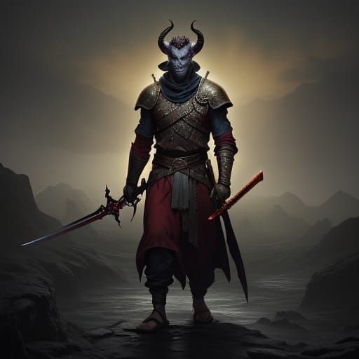 Ethereal Tiefling in Dramatic Cinematic Setting