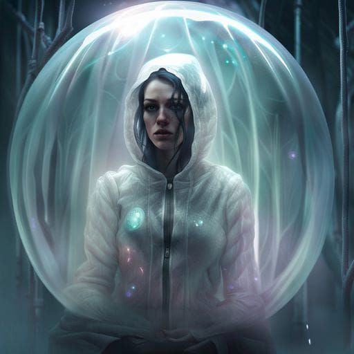 Ethereal Prisoner: Hyperrealistic Woman in Bubble