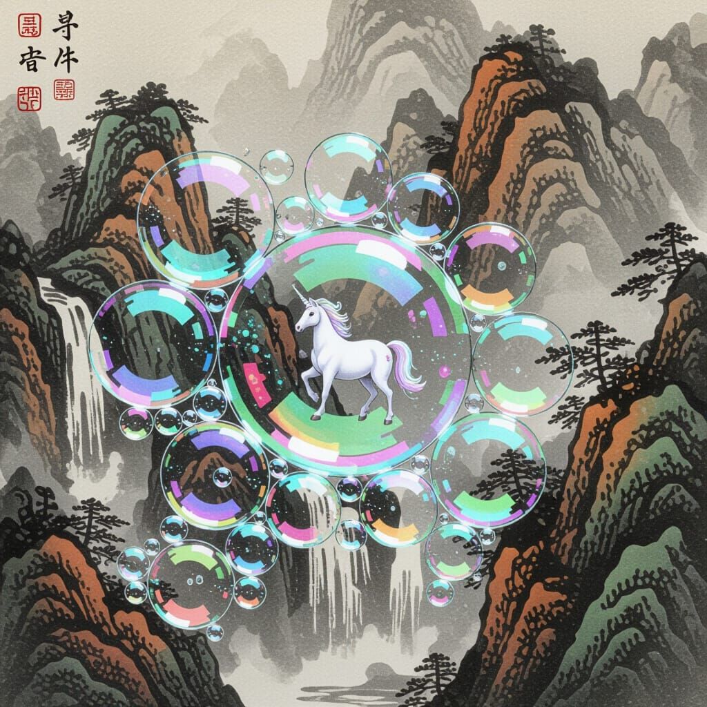 Macro View: Unicorns in Iridescent Bubbles