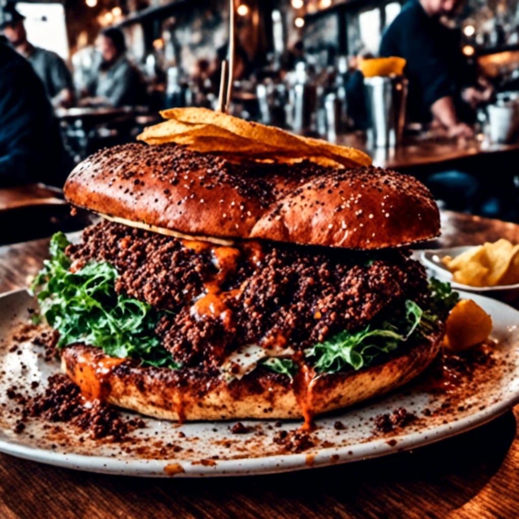 Grungy Oil Painting of Roadside Cafe