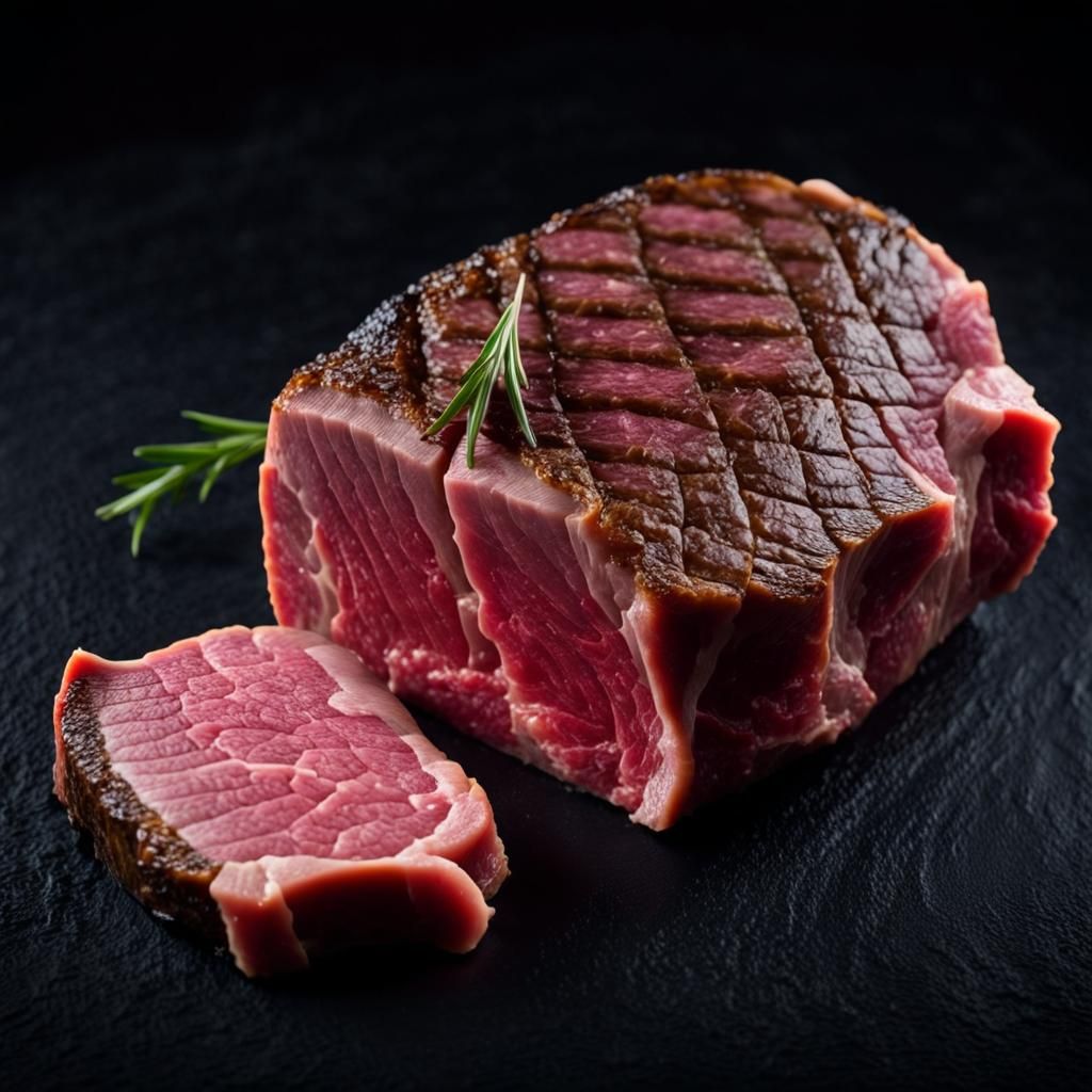 Hyperrealistic Close-Up of Dry-Aged Meat