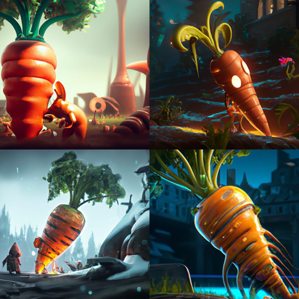 Fantastical Carrot: Detailed Matte Painting in Deep Color