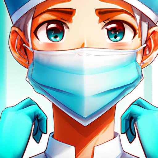 Cute Red-Haired Nurse in Anime Style