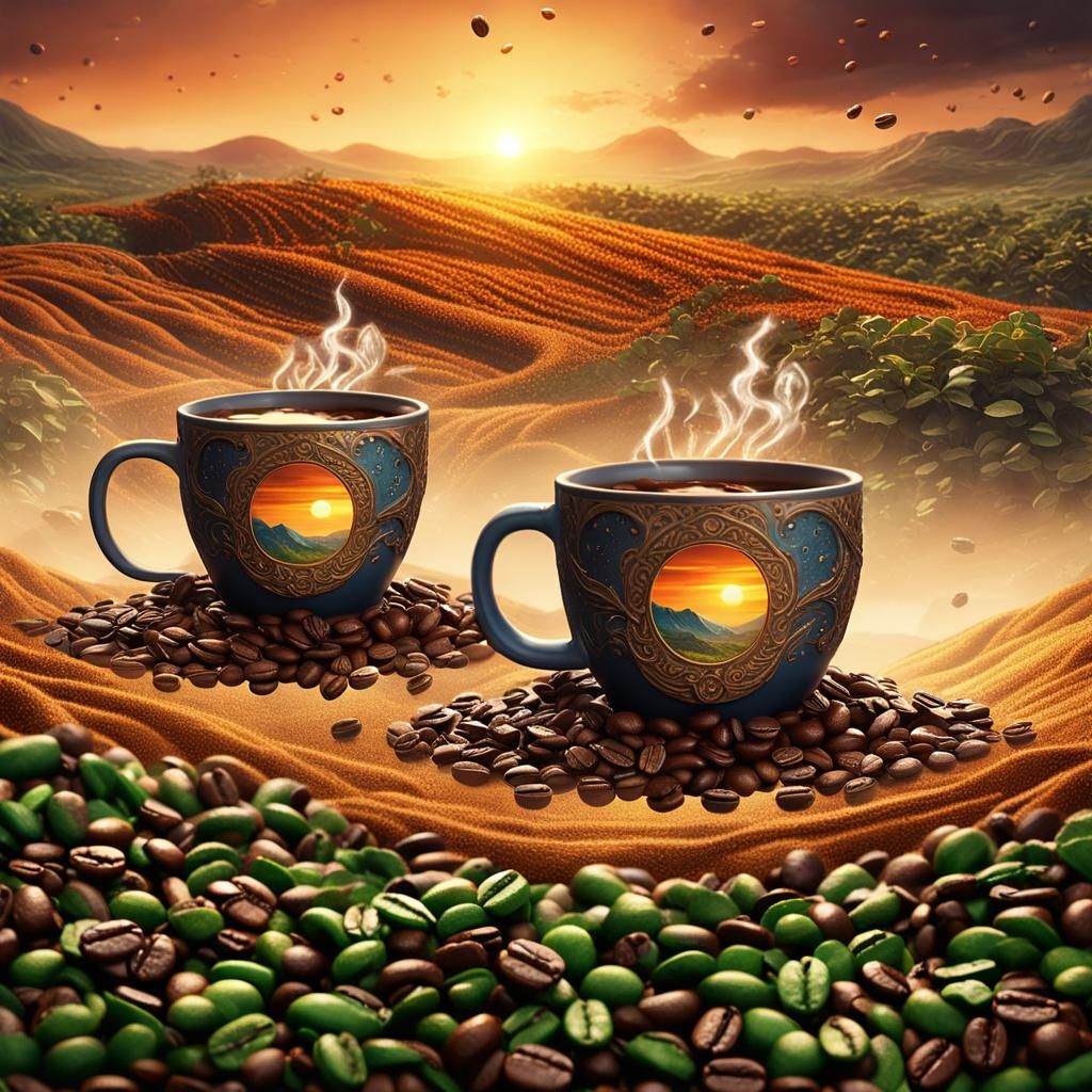 Combine Harvester in Coffee Field: Fantasy Concept Art