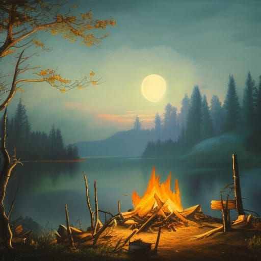 Lakeside campfire