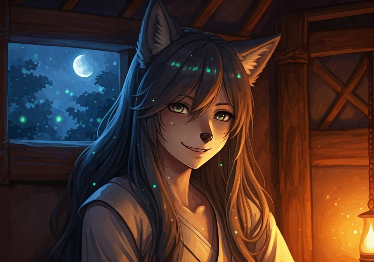 Enchanted Wolf in Twilight Yurt
