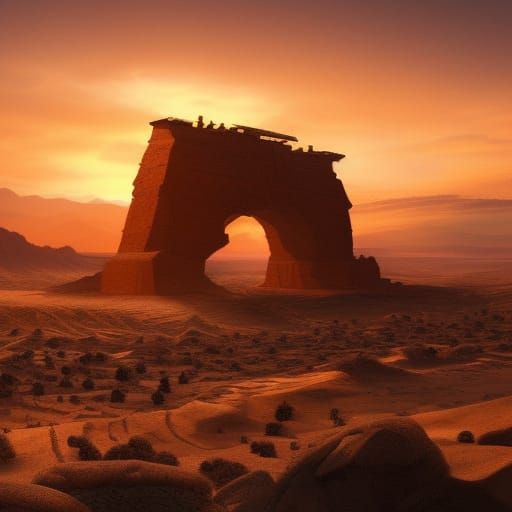 Epic Desert Sunset: Digital Matte Painting
