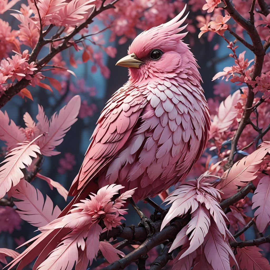 Pink Bird Close-Up in 3D Anime Style