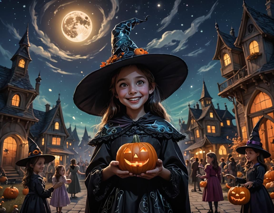 Halloween Joy: A Whimsical Oil Painting