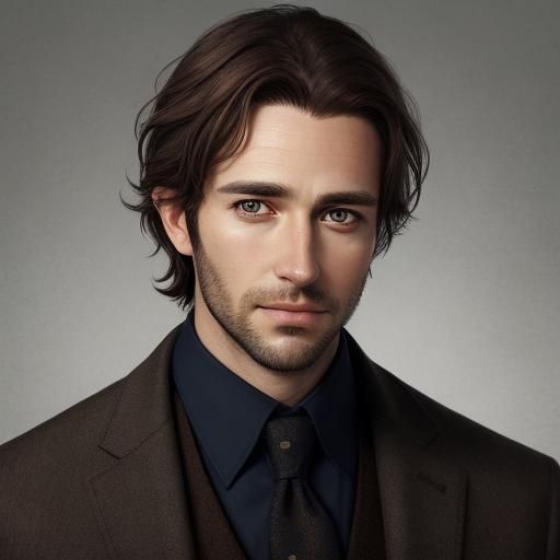 Handsome Man with Brown Hair and Grey Eyes