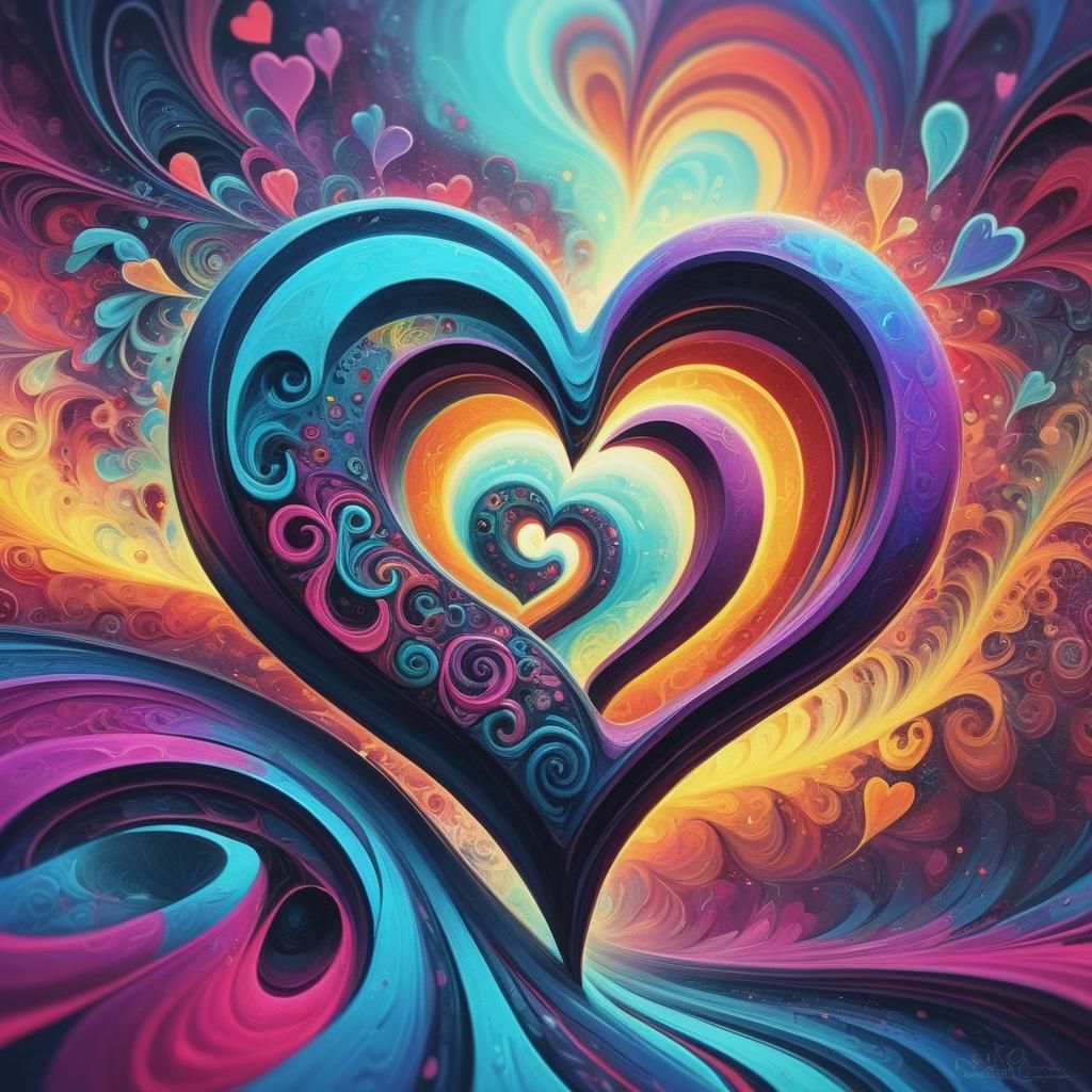 Abstract Expressionist Heart in Graffiti Landscape