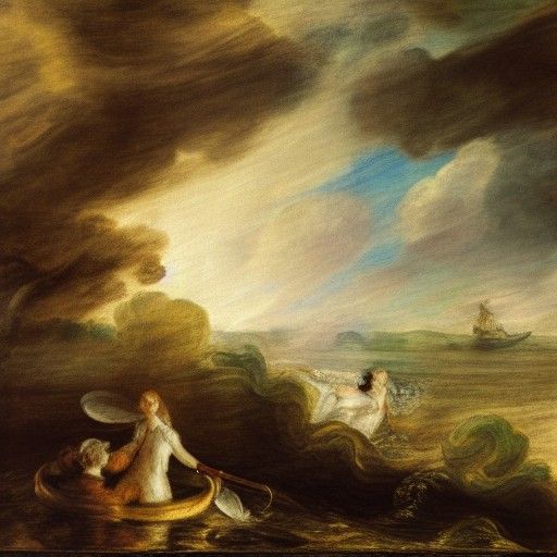 Corns Floating on Sea, Gainsborough-Style Oil Painting
