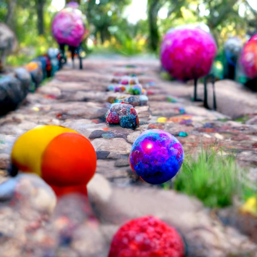 Colorful Spheres Along a Winding Path