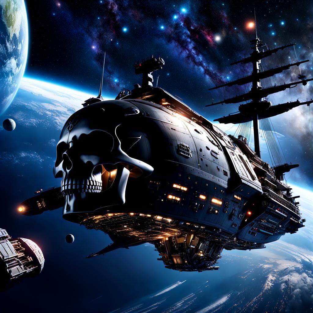 Captain Harlock's Spaceship Arcadia in Steampunk Sci-Fi