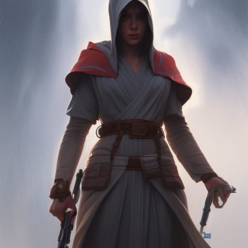 Female Jedi Warrior Portrait in Art Nouveau Style