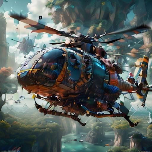 Futuristic Pokémon Helicopter in Sci-Fi Style