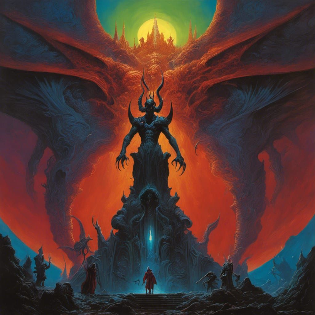 Intricate Half-Demon Hybrid Alien Illustration