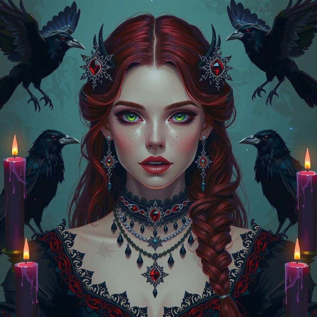 Gothic Woman with Fae Prince in Detailed Fantasy Art