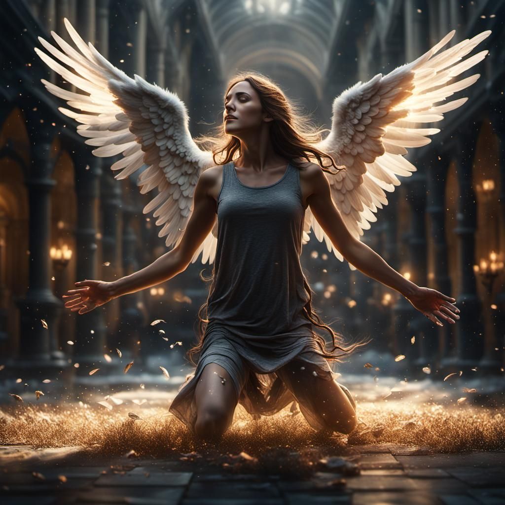 Falling Angel: Hyperdetailed Dark Fantasy Concept Art