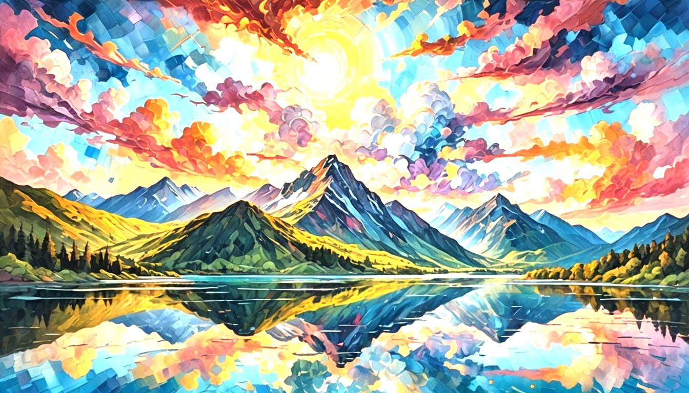 Abstract Landscape in Gouache Style