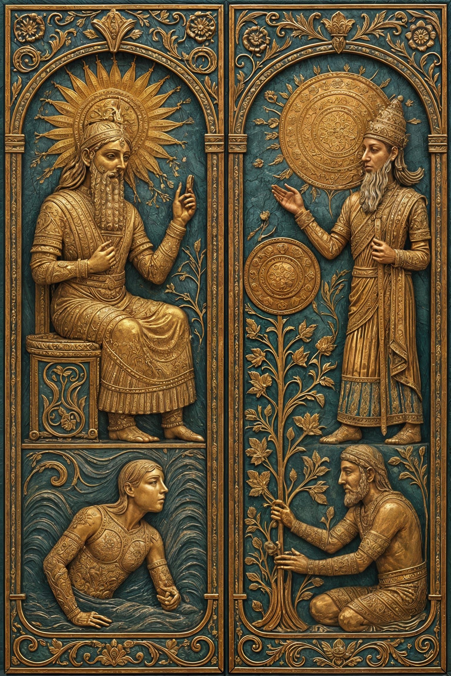 Sumerian Stele of Creation in Victorian Ornate Style