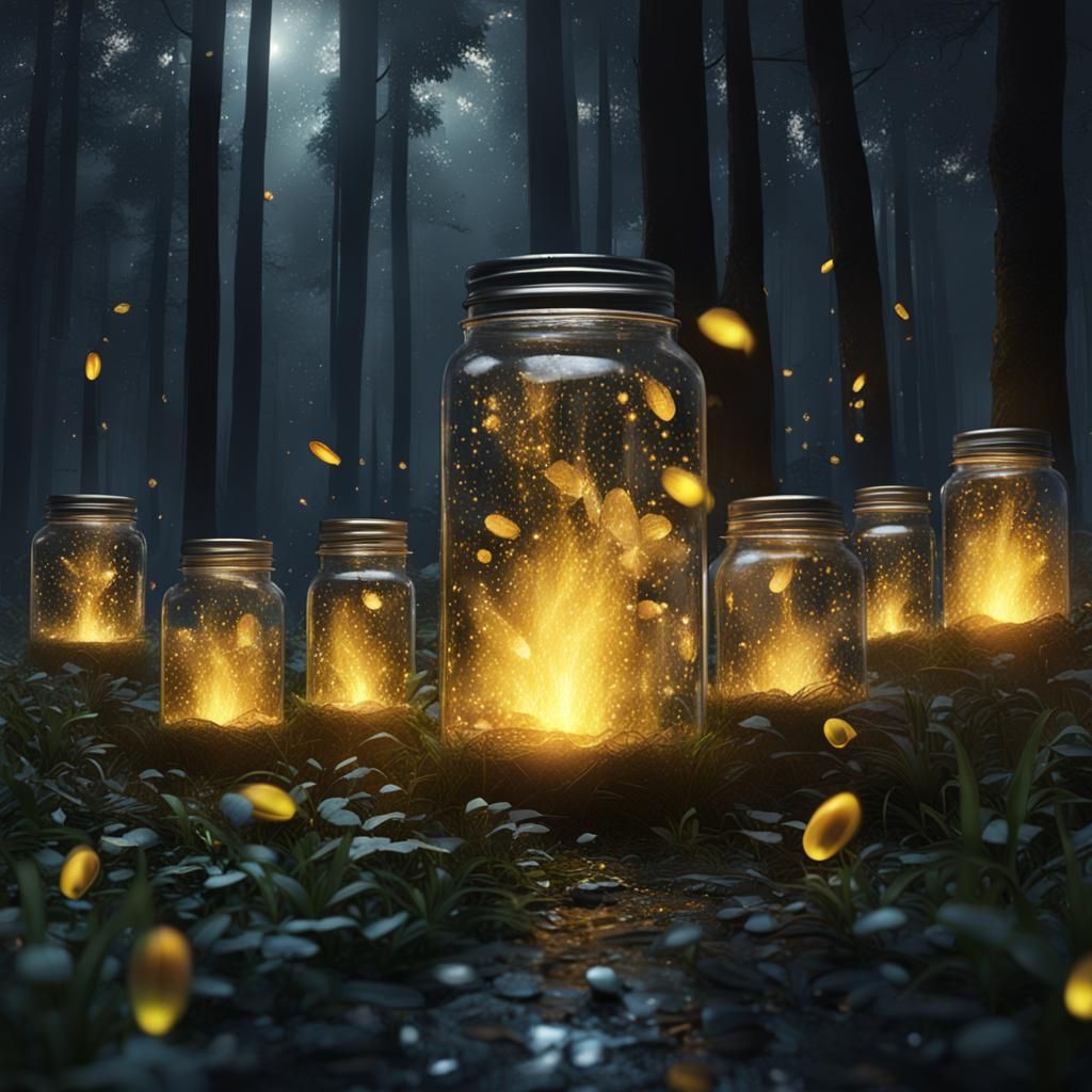 Fireflies in Space: A Photorealistic VRay Collage