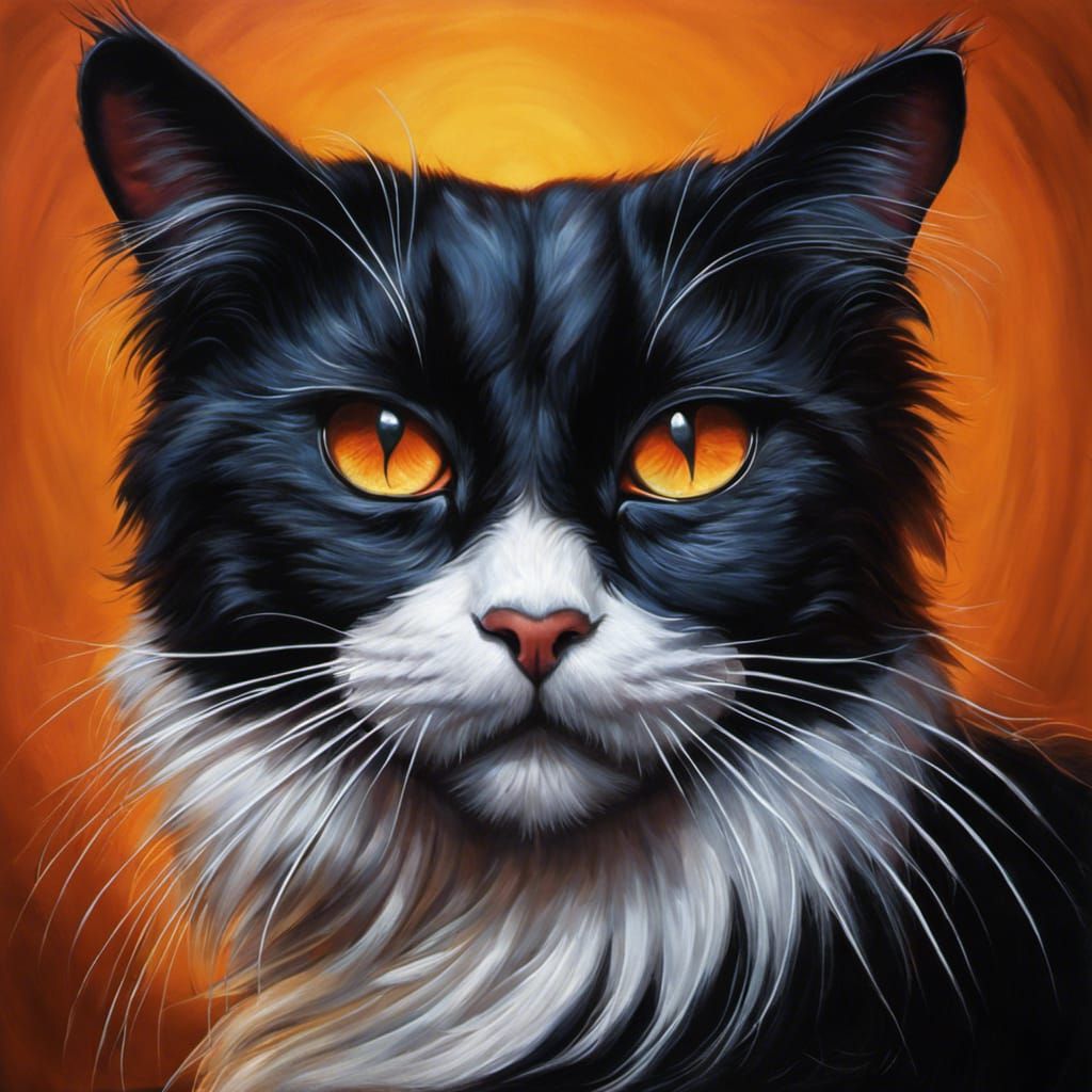 Creepy Ghostly Cat with Pumpkin in Hyperrealistic Style