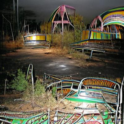 Scary Abandoned Amusement Park at Night