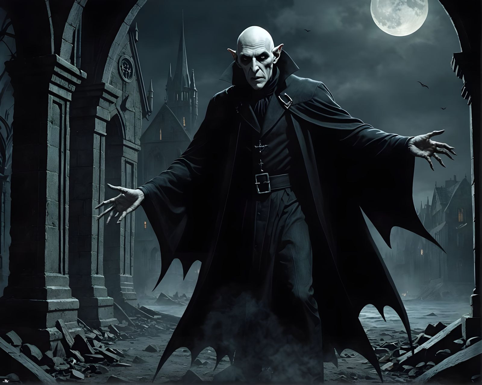 Nosferatu: A Sinister Vampire in Dark Fantasy Style