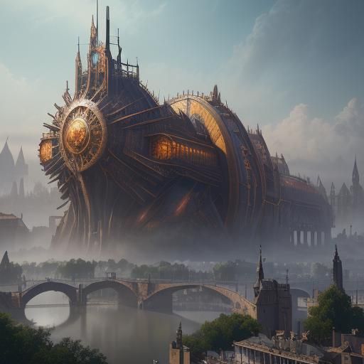 Fantastical Detailed Painting of Nantes in Deep Color