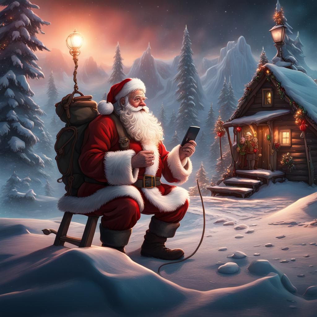 Santa Claus at North Pole, Detailed Matte Painting
