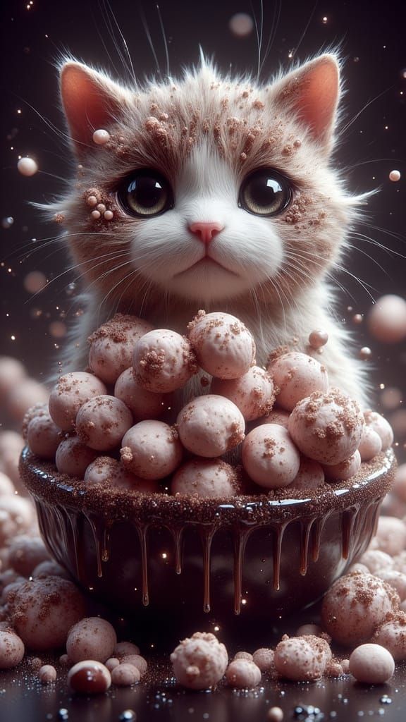 Cute Cat Marshmallows in Hot Chocolate