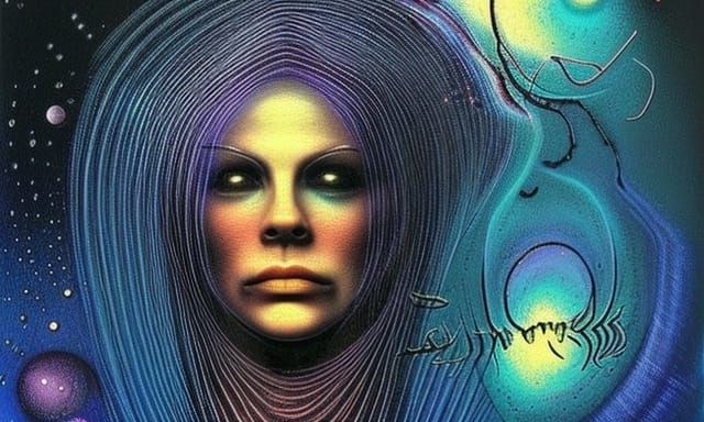 Cosmic Angel Dust and Galactic Waterfalls in Sci-Fi Style