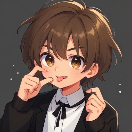 Handsome Man with Brown Hair Sticks Tongue Out