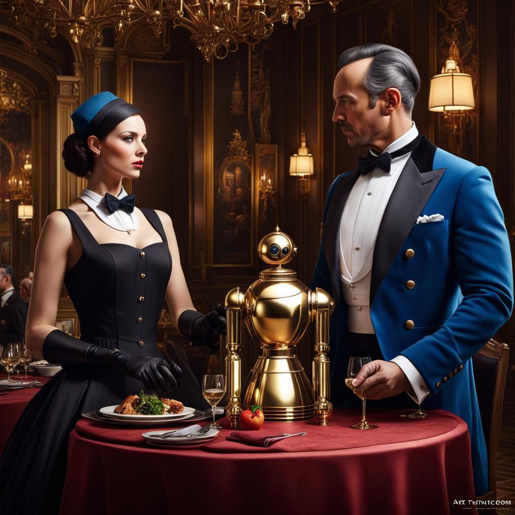 Robot Butler Serves Dinner in Baronial Hall