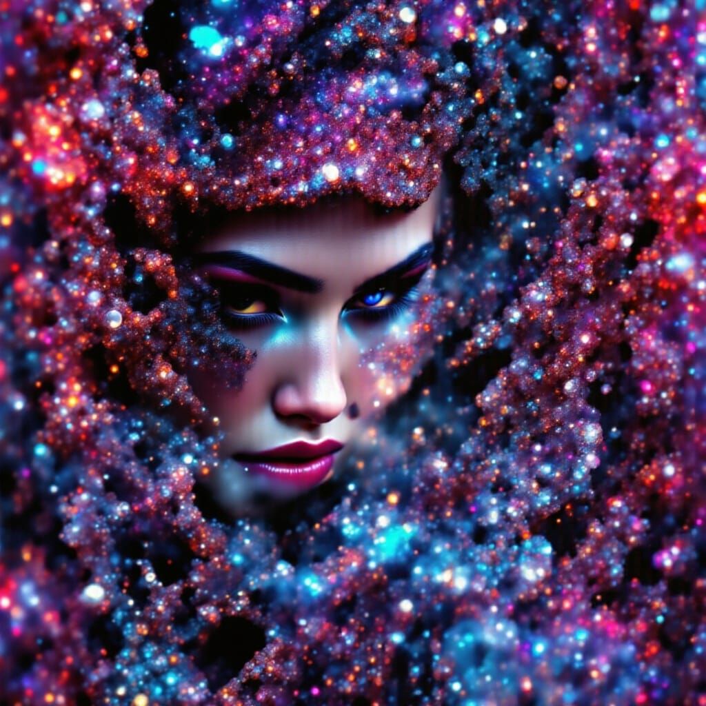 Anime Goddess in Paisley Beret, Grungy Style