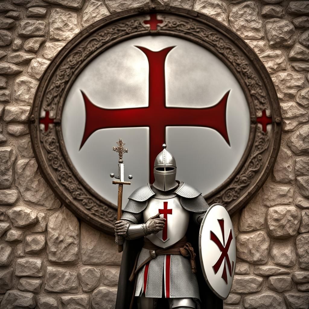 Hyperdetailed Knight Templar with Templar Cross