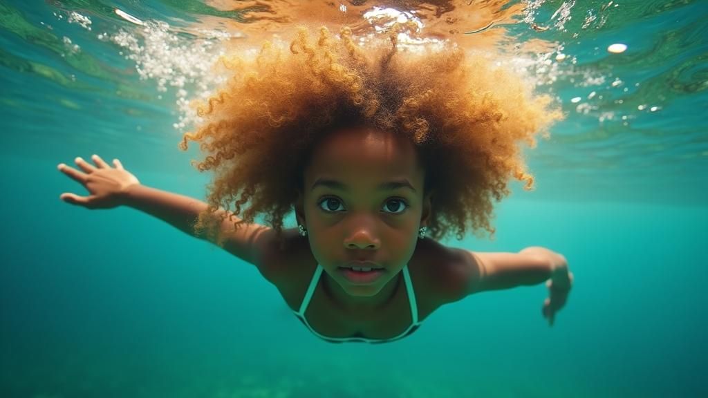 Underwater Girl with Golden Hair in Digital Painting Style