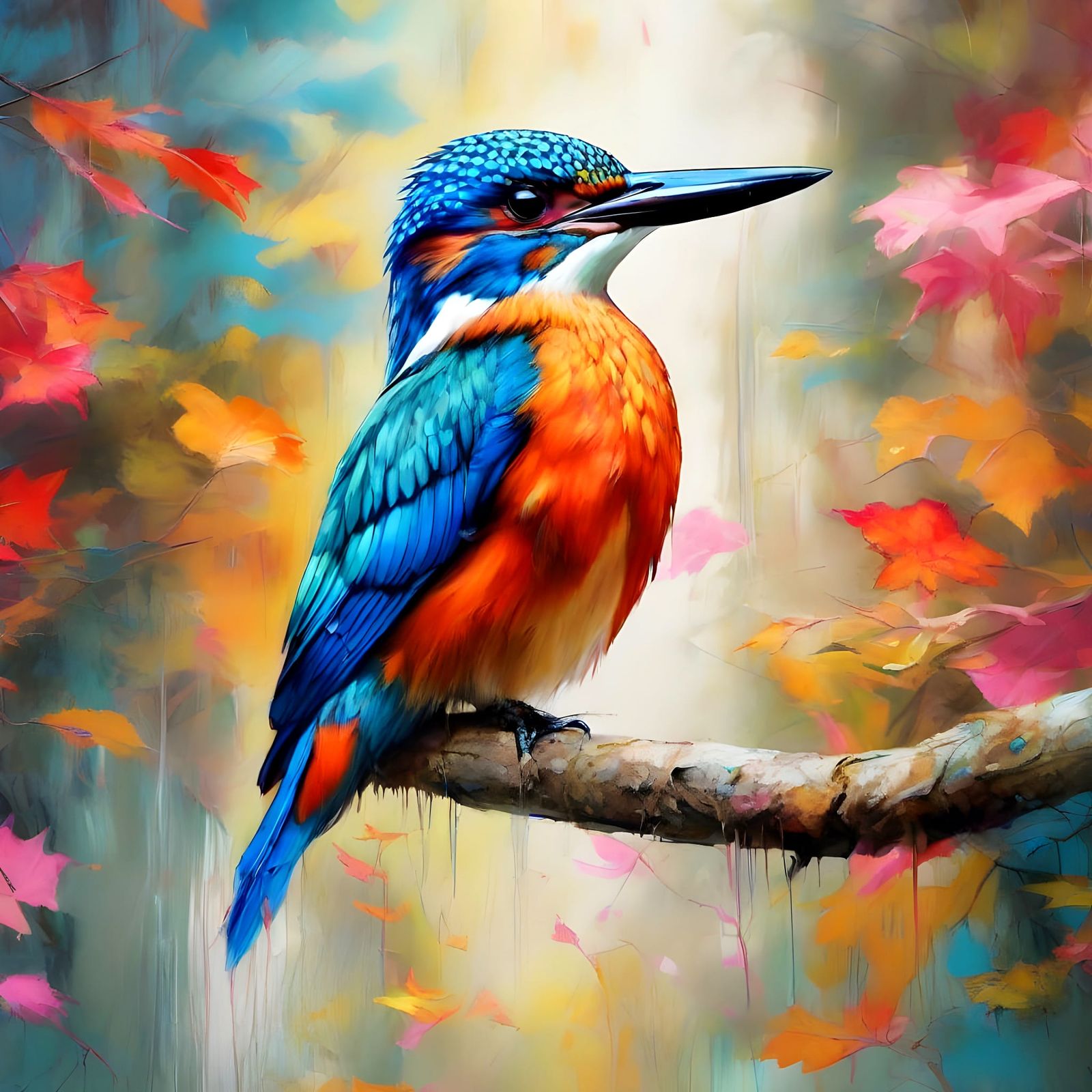 Majestic Kingfisher in Vibrant Forest